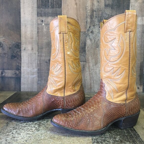 Nocona Vintage Snakeskin Western Cowboy Boots Womens 9.5 B - Picture 10 of 12